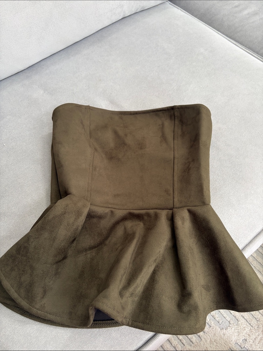 Olive bandeau style peplum top